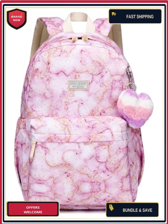 Large Water-Resistant School Backpack with Laptop Compartment